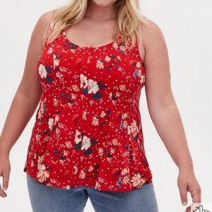 Torrid Floral Sleeveless Blouse Tank Top Women's size 0 Or Large Rayon Blend